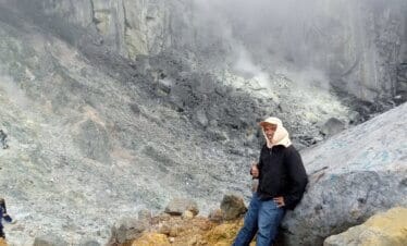 the caldera on the top of sibayak mount berastagi